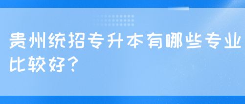 贵州统招专升本有哪些专业比较好？(图1)